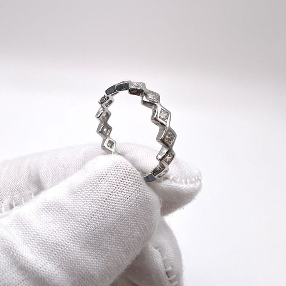 .925 Sterling Silver Rhodium Plated 4mm Cz Eternity Band - Picture 6 of 12